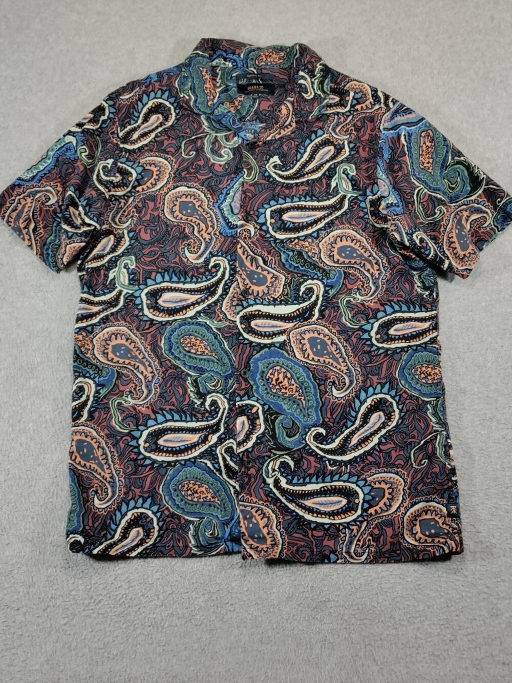 Roark Mens M Paisley Shirt Short Sleeve Button Up Classic Fit